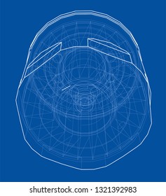 Vector oil filter concept. Vector rendering of 3d. Wire-frame style. The layers of visible and invisible lines are separated