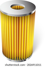 Vector oil fuel air filter for car engine realistic with yellow paper