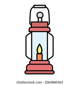 Vector Oil Lamp Filled Outline Icon Design
