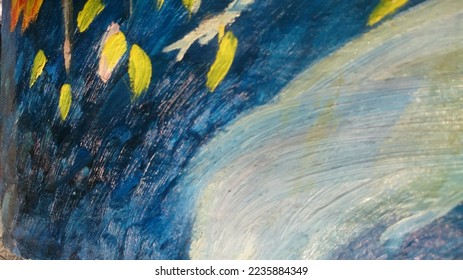 vector oil paint textured background  in blue, yellow color
