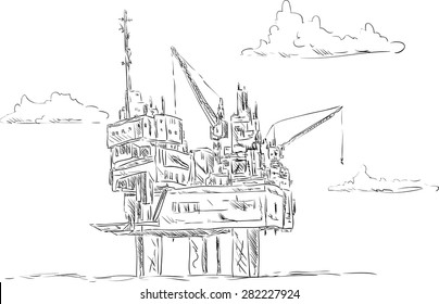 Vector - Oil Platform , Isolated On Background