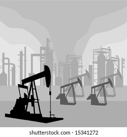 Vector Oil Pump Jacks Environment silhouettes is original artwork.