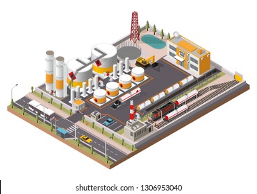 Vector oil refinery isometric