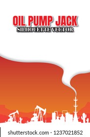 Vector of oil rig industry silhouettes background.
