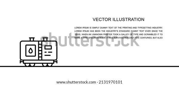 Vector oil tank, petroleum wagon with fuel one line\
icon. Continuous one\
line