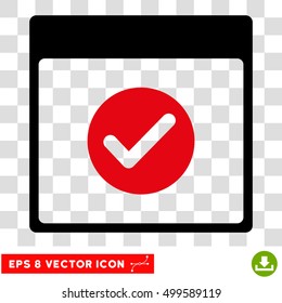 Vector Ok Calendar Day EPS vector icon. Illustration style is flat iconic bicolor intensive red and black symbol on a transparent background.