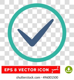Vector Ok EPS vector pictograph. Illustration style is flat iconic bicolor cobalt and cyan symbol on a transparent background.