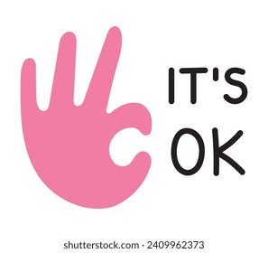 Vektorgrafik ihres Buchaufklebers. Ok Hand Gesture Illustration. Das ist ein guter Satz. Positive Motivation Trendelement. Poster und Banner Design Element.