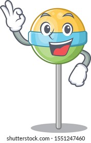 Vector okay round lollipo isolated with cartoon