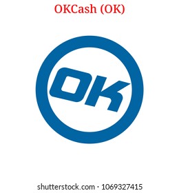 Vector OKCash (OK) digital cryptocurrency logo. OKCash (OK) icon. Vector illustration isolated on white background.