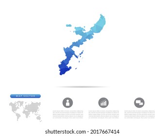 Vector Okinawa map blue polygon triangle mosaic for presentation. Creative concept for infographic.
