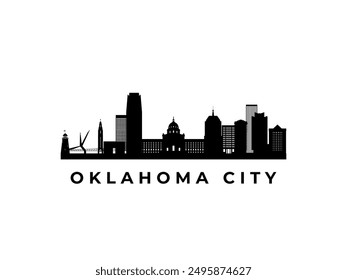 Horizonte del Vector de Oklahoma City. Viajes Oklahoma City Lugares famosos famosos. Concepto de negocios y turismo para presentación, Anuncio, Sitio web.