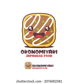 vector okonomiyaki cartoon mascot, japanese food illustration, suitable for, logos, prints, labels, packaging, stickers, etc.