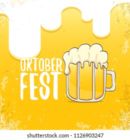 vector oktoberfest hand drawn label on orange beer background.Vintage graphic octoberfest poster, flyer or banner design template with beer

