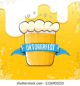 vector oktoberfest hand drawn label on orange beer background.Vintage graphic octoberfest poster, flyer or banner design template with beer
