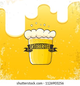 vector oktoberfest hand drawn label on orange beer background.Vintage graphic octoberfest poster, flyer or banner design template with beer

