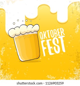 vector oktoberfest hand drawn label on orange beer background.Vintage graphic octoberfest poster, flyer or banner design template with beer
