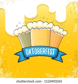 vector oktoberfest hand drawn label on orange beer background.Vintage graphic octoberfest poster, flyer or banner design template with beer
