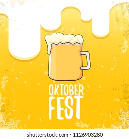 vector oktoberfest hand drawn label on orange beer background.Vintage graphic octoberfest poster, flyer or banner design template with beer
