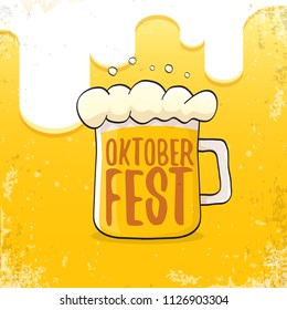 vector oktoberfest hand drawn label on orange beer background.Vintage graphic octoberfest poster, flyer or banner design template with beer
