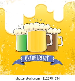 vector oktoberfest hand drawn label on orange beer background.Vintage graphic octoberfest poster, flyer or banner design template with beer
