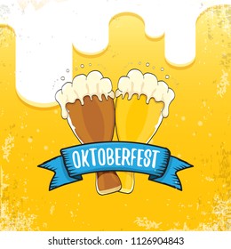 vector oktoberfest hand drawn label on orange beer background.Vintage graphic octoberfest poster, flyer or banner design template with beer
