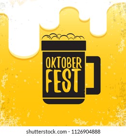vector oktoberfest hand drawn label on orange beer background.Vintage graphic octoberfest poster, flyer or banner design template with beer

