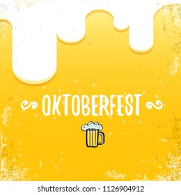 vector oktoberfest hand drawn label on orange beer background.Vintage graphic octoberfest poster, flyer or banner design template with beer
