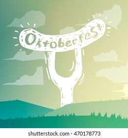 Vector oktoberfest illustration. Oktoberfest beer festival. Handdrawn oktoberfest elements