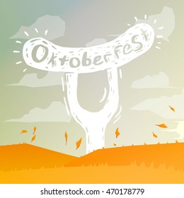 Vector oktoberfest illustration. Oktoberfest beer festival. Handdrawn oktoberfest elements