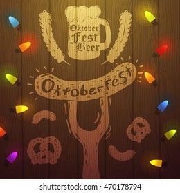 Vector oktoberfest illustration. Oktoberfest beer festival. Handdrawn oktoberfest elements