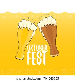 vector oktoberfest vector label on orange beer background. octoberfest vector graphic poster or banner design template