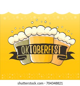 vector oktoberfest vector label on orange beer background. octoberfest vector graphic poster or banner design template