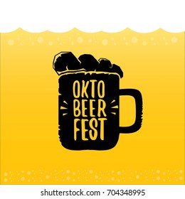 vector oktoberfest vector label on orange beer background. octoberfest vector graphic poster or banner design template