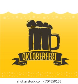 vector oktoberfest vector label on orange beer background. octoberfest vector graphic poster or banner design template