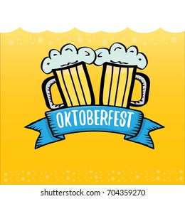 vector oktoberfest vector label on orange beer background. octoberfest vector graphic poster or banner design template