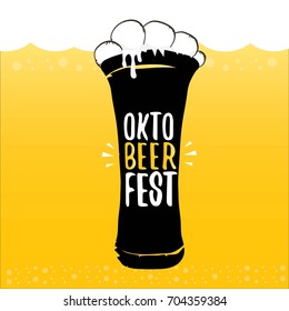 vector oktoberfest vector label on orange beer background. octoberfest vector graphic poster or banner design template