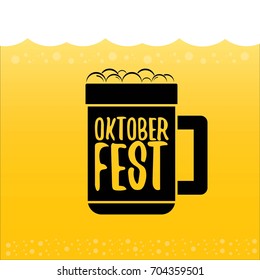 vector oktoberfest vector label on orange beer background. octoberfest vector graphic poster or banner design template