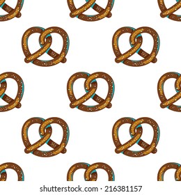 Vector Oktoberfest pattern with pretzels 