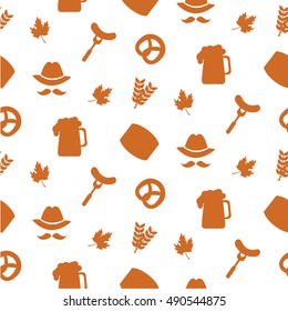 Vector Oktoberfest seamless pattern. Beer festival background