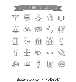 Vector Oktoberfest thin line icons set for your design