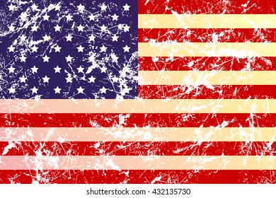 vector old American flag on grunge style