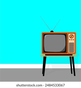 vector of old analog television in the room