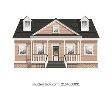 Vector Of Old Beautiful American House