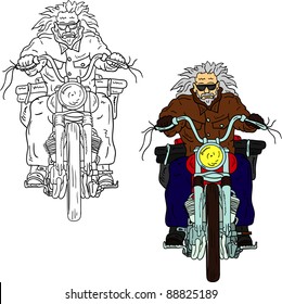 vector - Old  Biker isolated on background