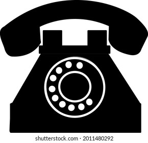 Vector  old black telephone icon logo on white background.