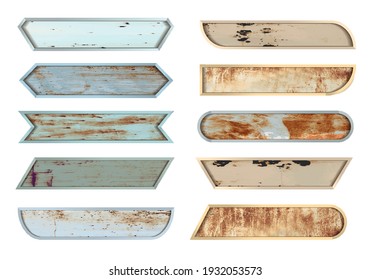 Vector old blank rusty metal sign grunge banner template design, isolated on white background 