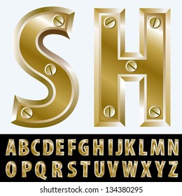 Vektor-Altes Messing-Alphabet mit Schrauben