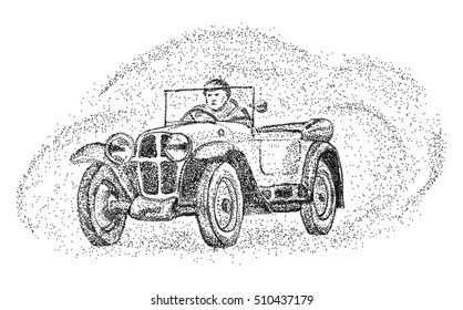 vector - old car - isolated on background