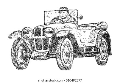 vector - old car - isolated on background